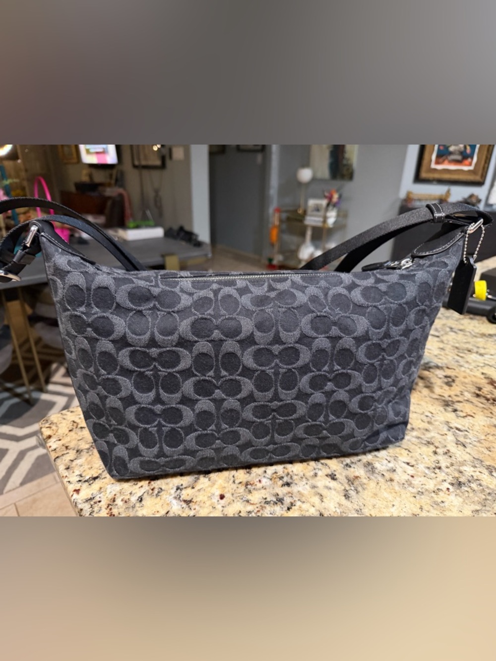 Coach large Finn bag in Black denim